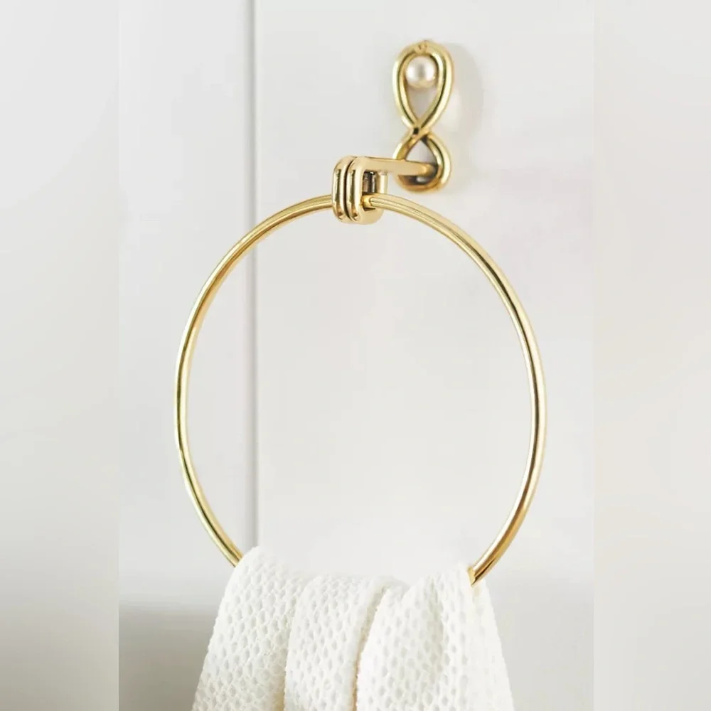 New Anthropologie Home Decor Tiffani Pearl Bathroom Bath Towel Hook Ring